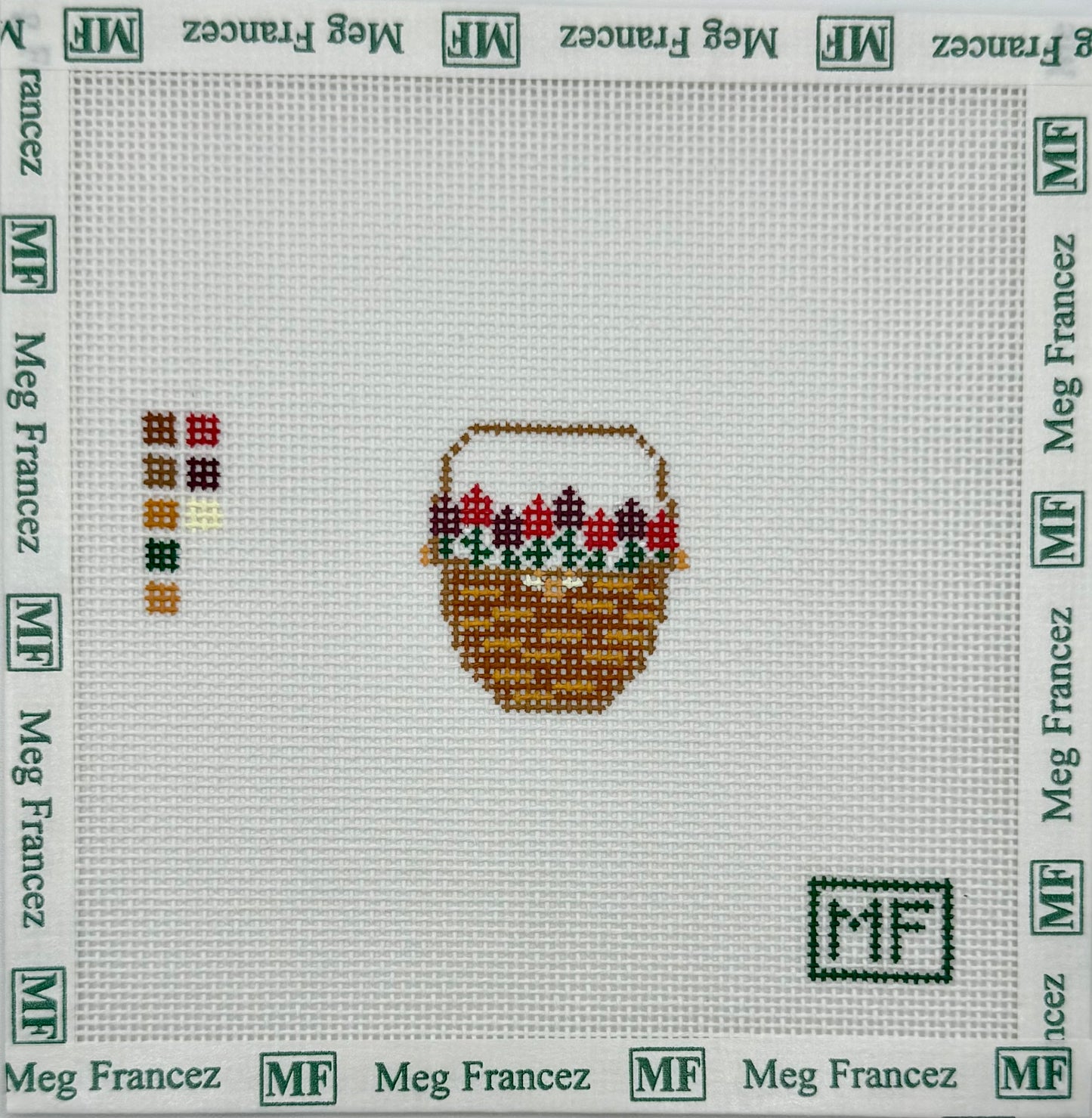 Lightship Basket with Red Flowers Mini - Wholesale